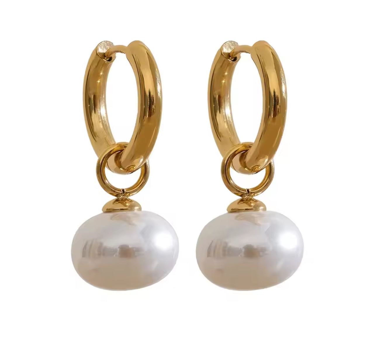 Isla Luz – Stainless Steel Pearl Hoops